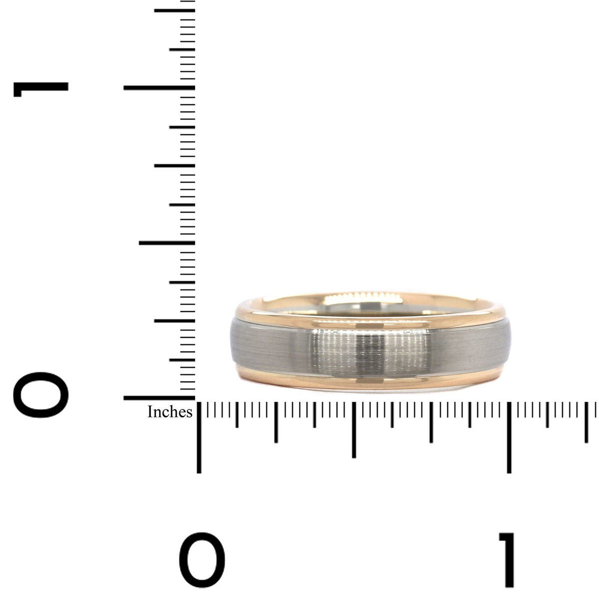 14K Two-Tone Satin Center with Polished Edge Band