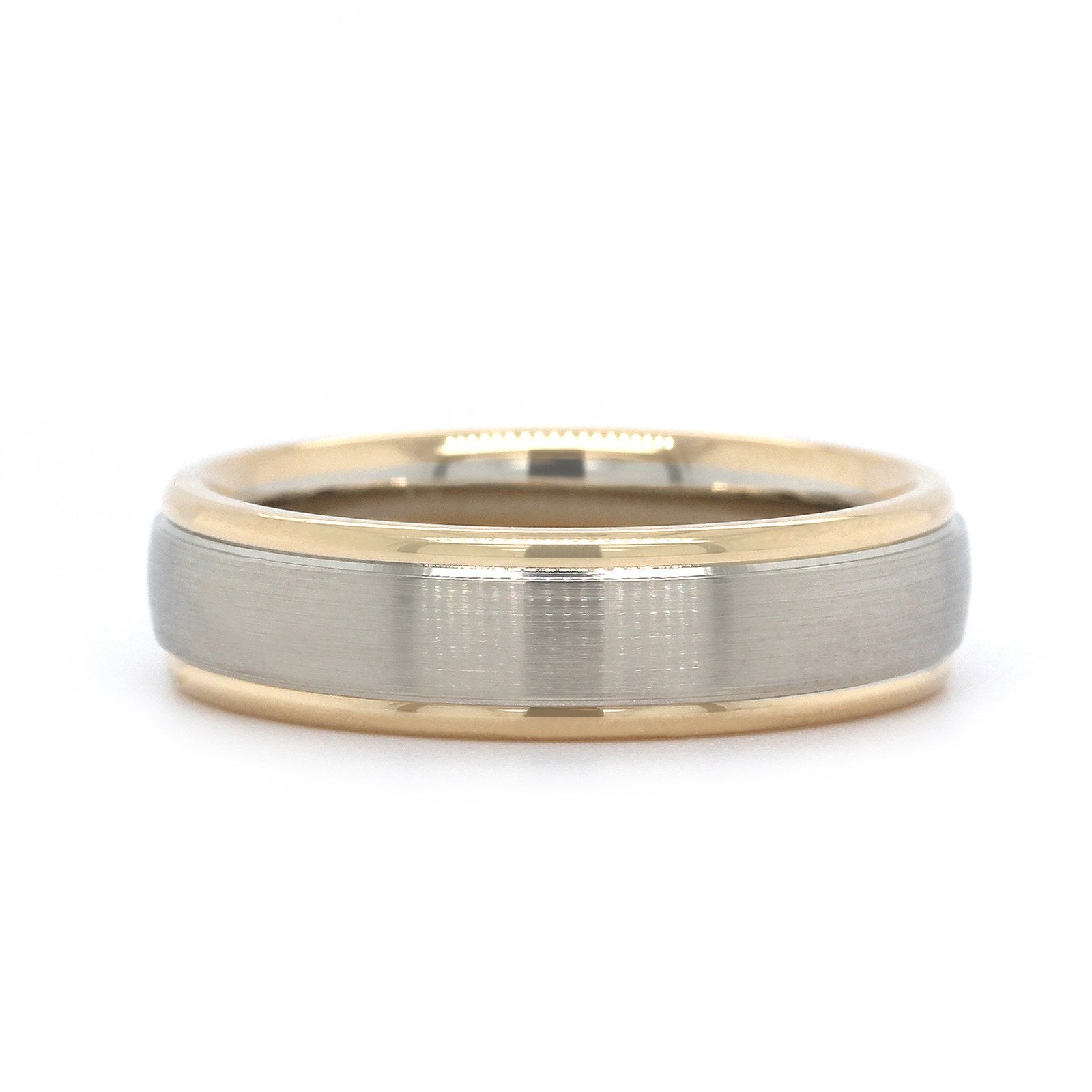 14K Two-Tone Satin Center with Polished Edge Band