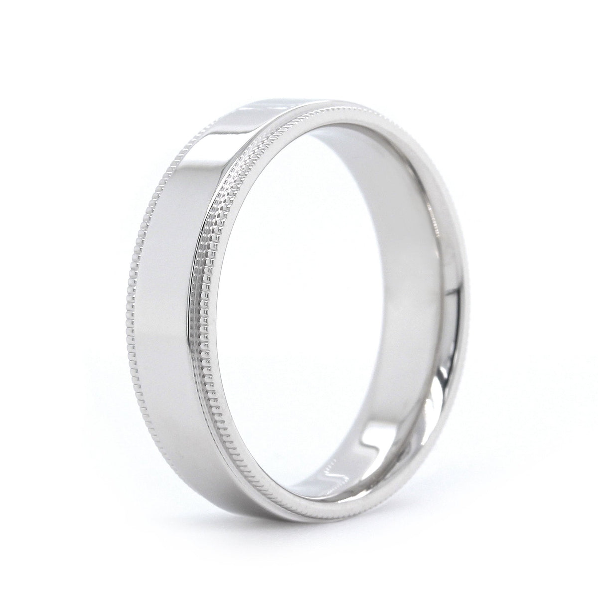 14K White Gold High Polished with Milgrain Edge Band