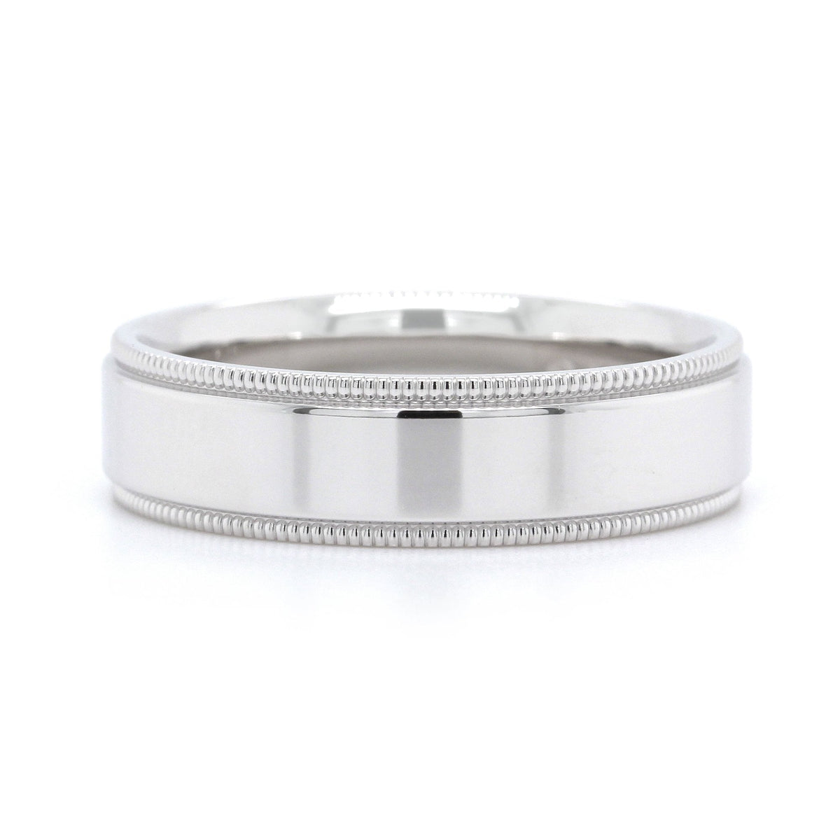14K White Gold High Polished with Milgrain Edge Band