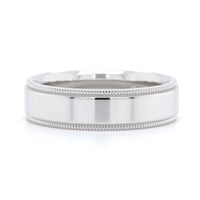14K White Gold High Polished with Milgrain Edge Band