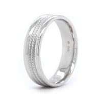 14K White Gold Rope Design Center with Polished Edge Band