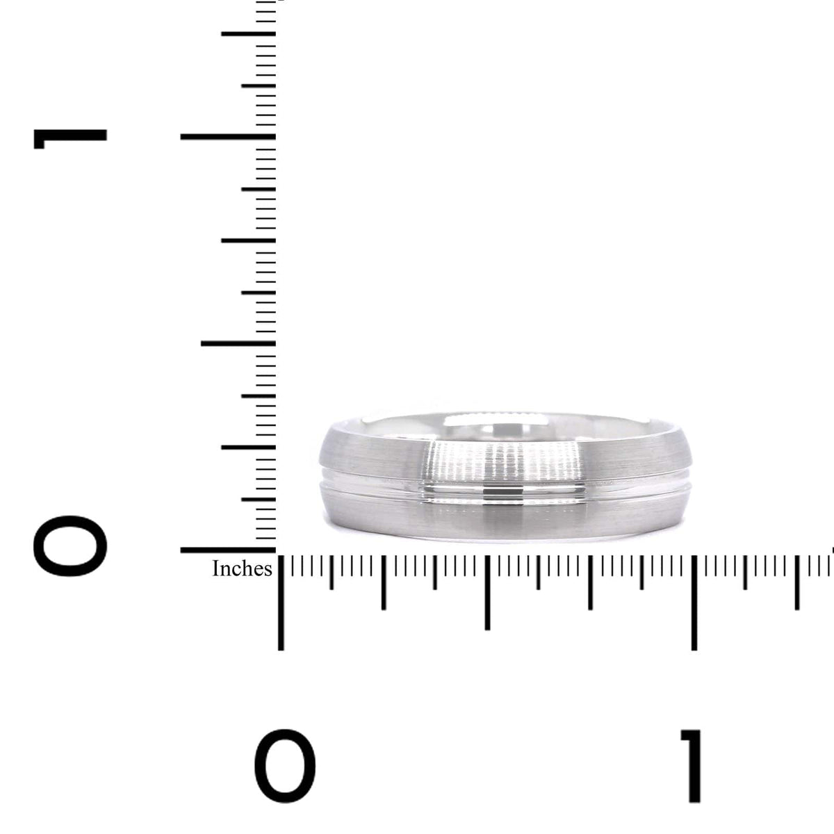 14K White Gold Satin Finish with Groove Center Band
