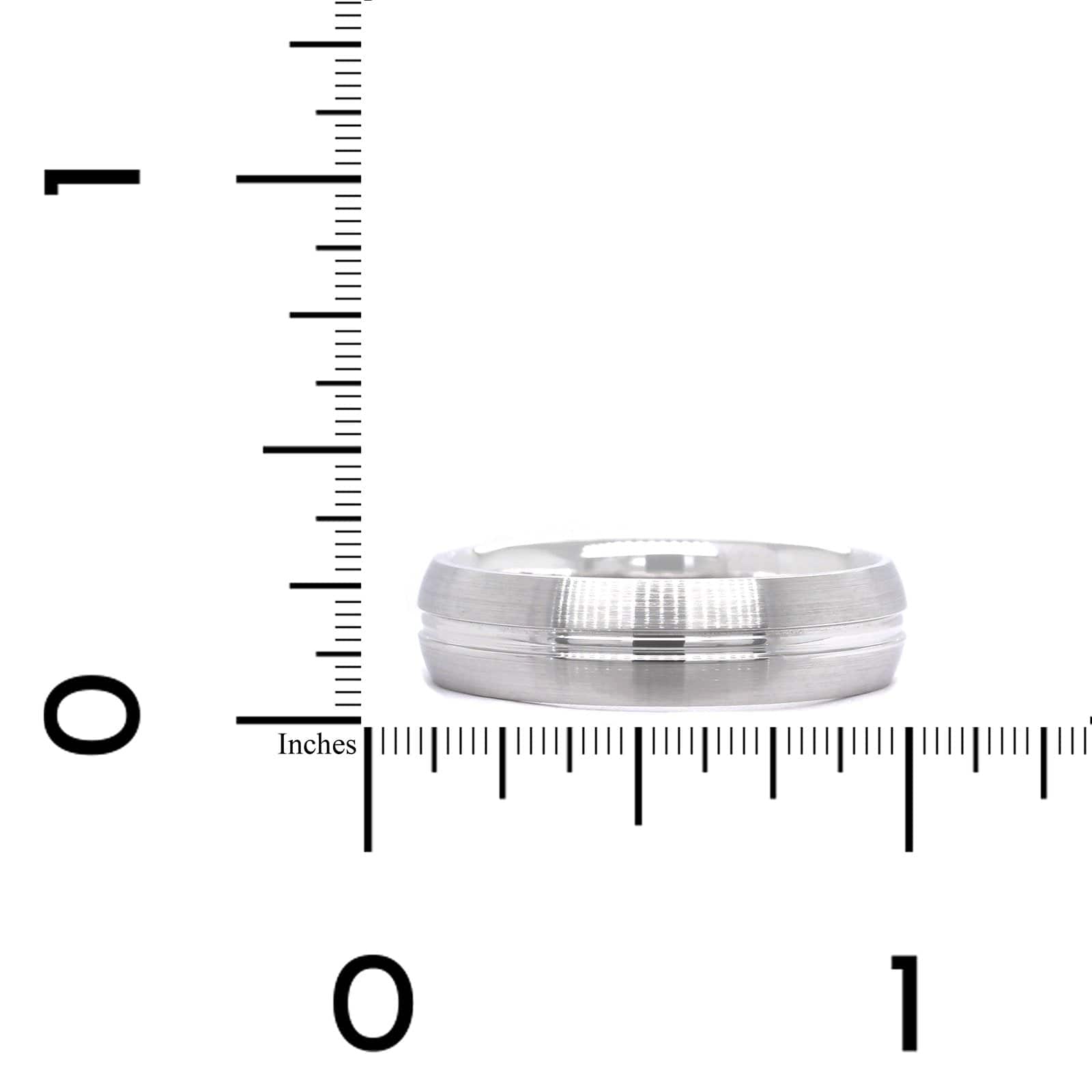 14K White Gold Satin Finish with Groove Center Band