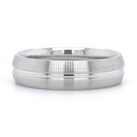 14K White Gold Satin Finish with Groove Center Band