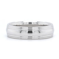 14K White Gold Polished Center with Groove Edge Band