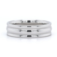 14K White Gold Polished Center with Milgrain Band