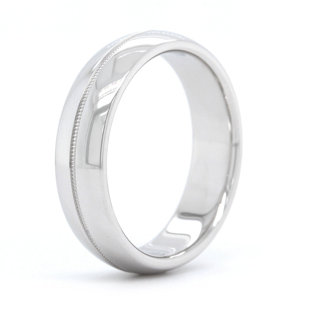 14K White Gold Polished with Milgrain Center Band