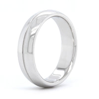 14K White Gold Polished with Milgrain Center Band