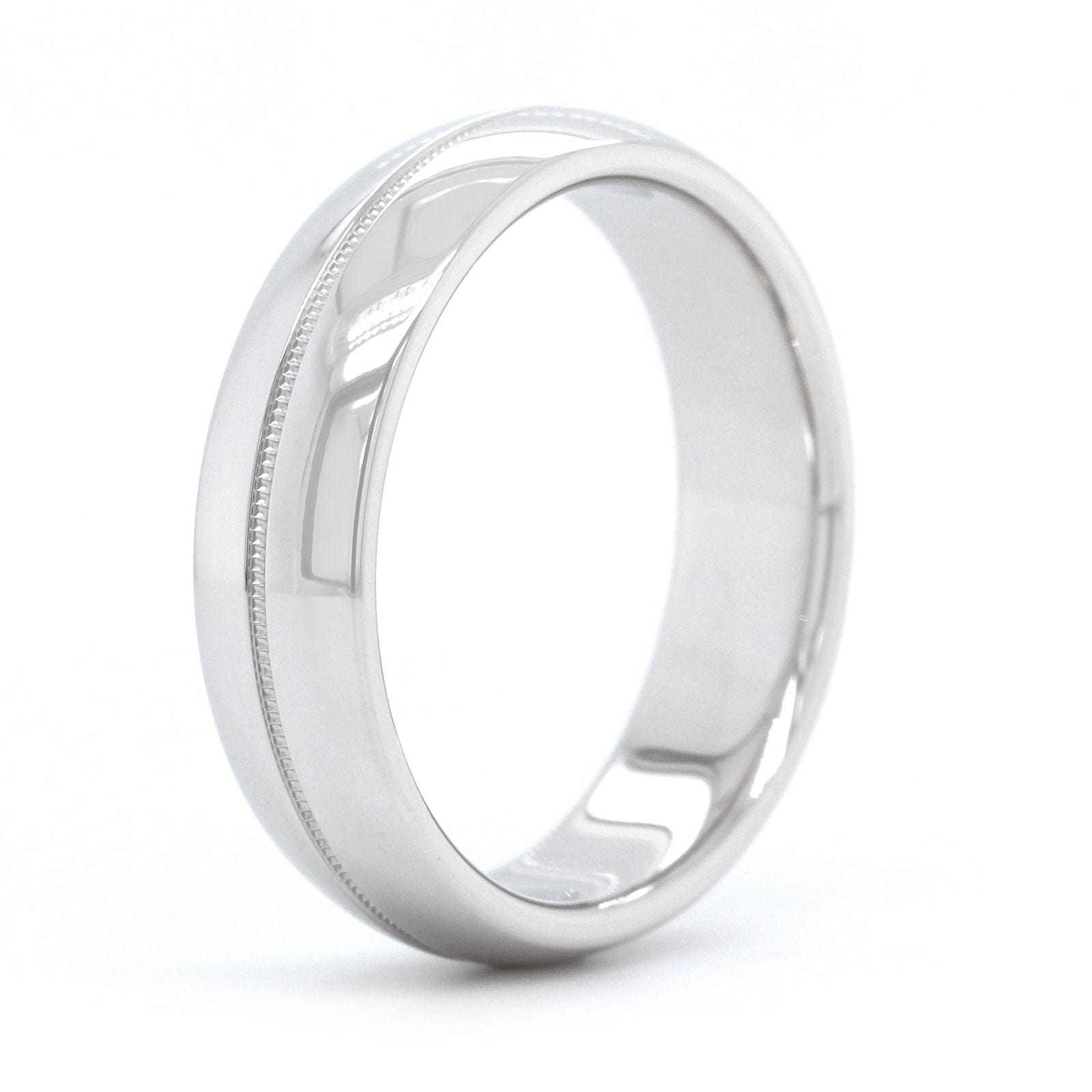14K White Gold Polished with Milgrain Center Band