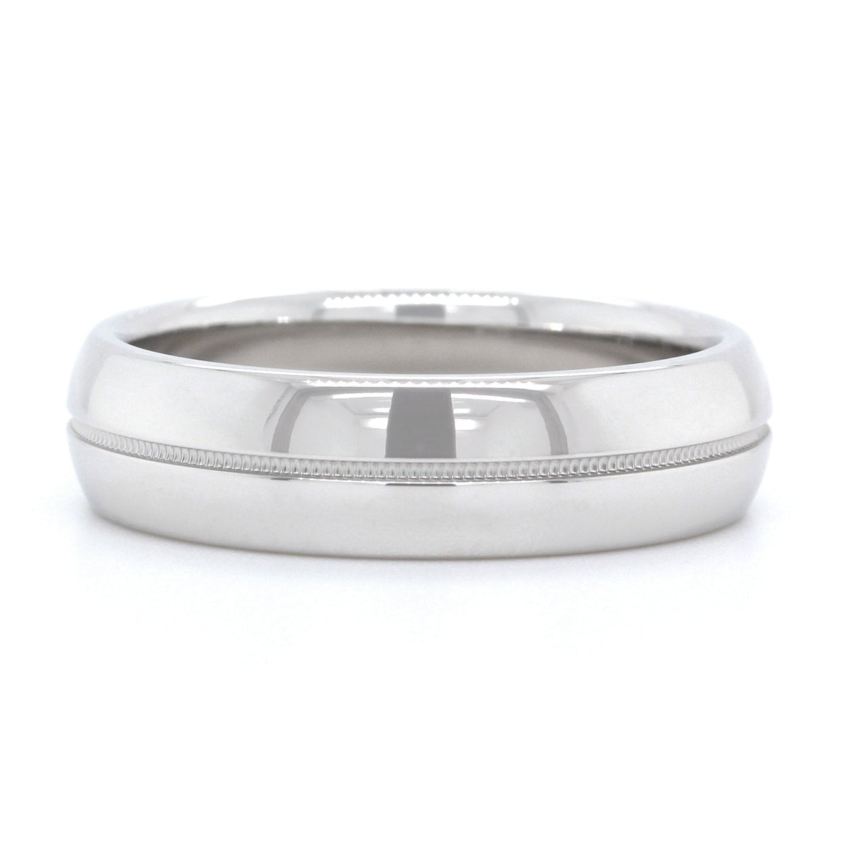 14K White Gold Polished with Milgrain Center Band