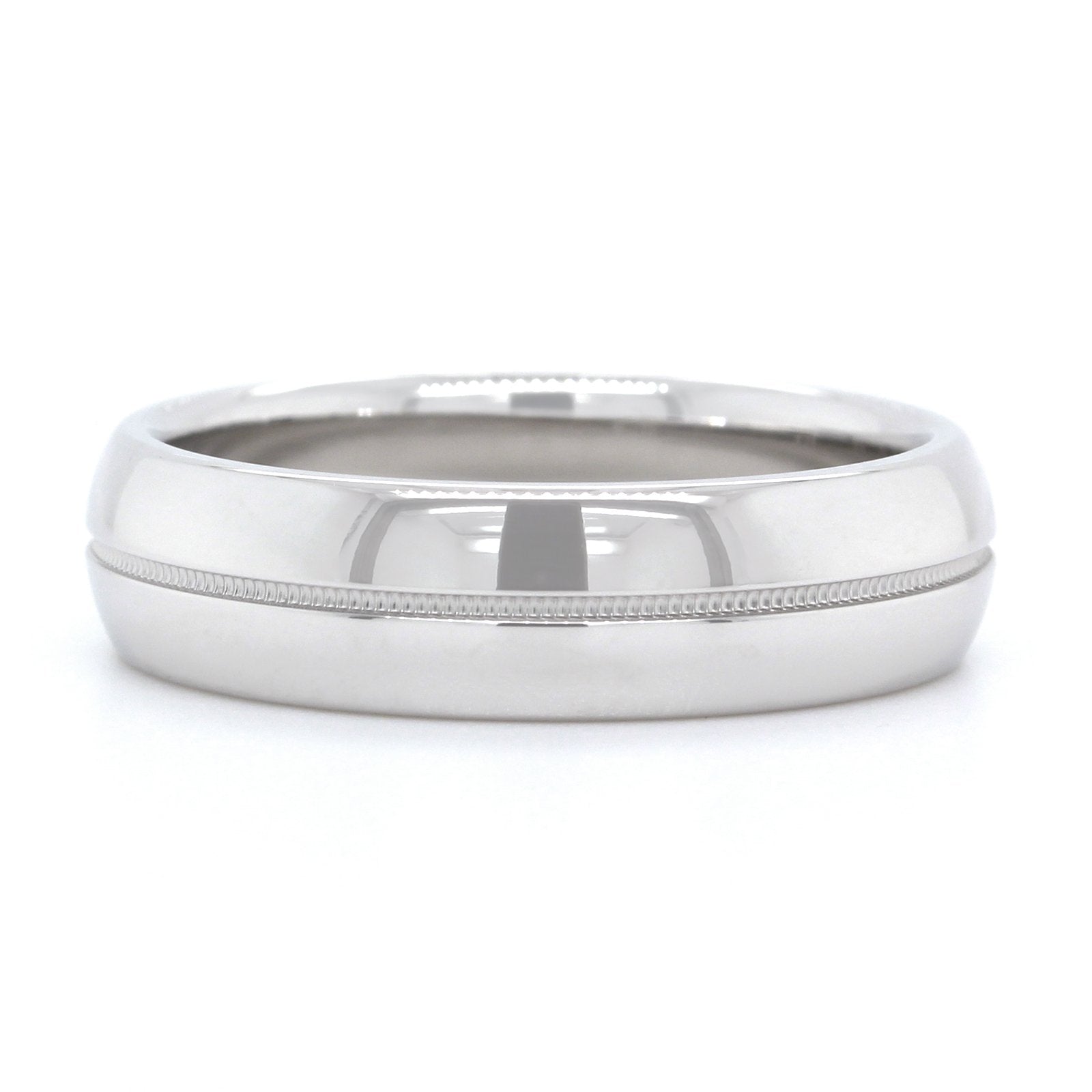 14K White Gold Polished with Milgrain Center Band