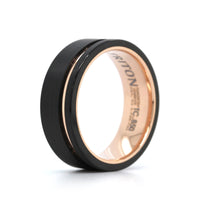 Black Tungsten with Rose Tungsten Stripe Band