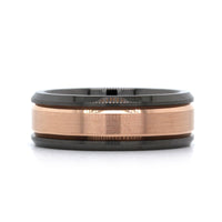 Black Tungsten with Rose Tungsten Center Band