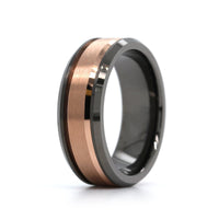 Black Tungsten with Rose Tungsten Center Band