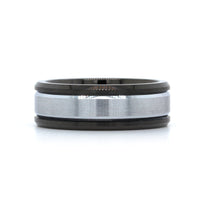 Black Tungsten with White Tungsten Center Band