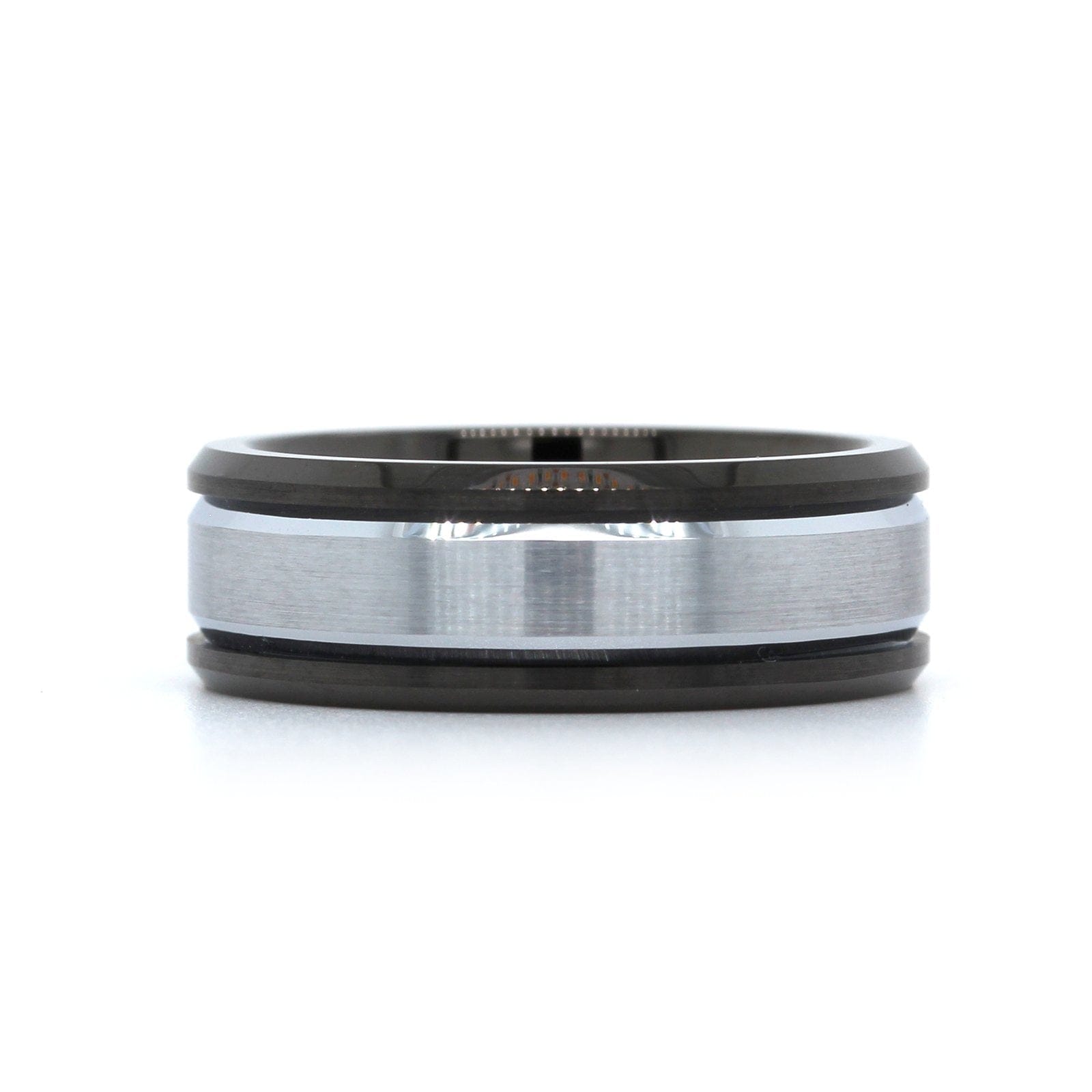 Black Tungsten with White Tungsten Center Band