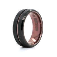 Black Tungsten with Brown Tungsten Stripe Band