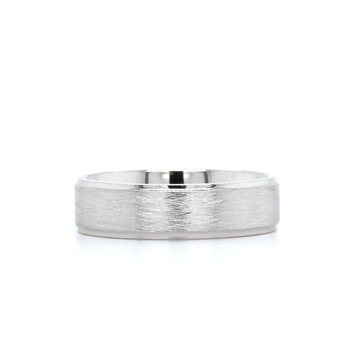 14K White Gold Wire Finish Center Band