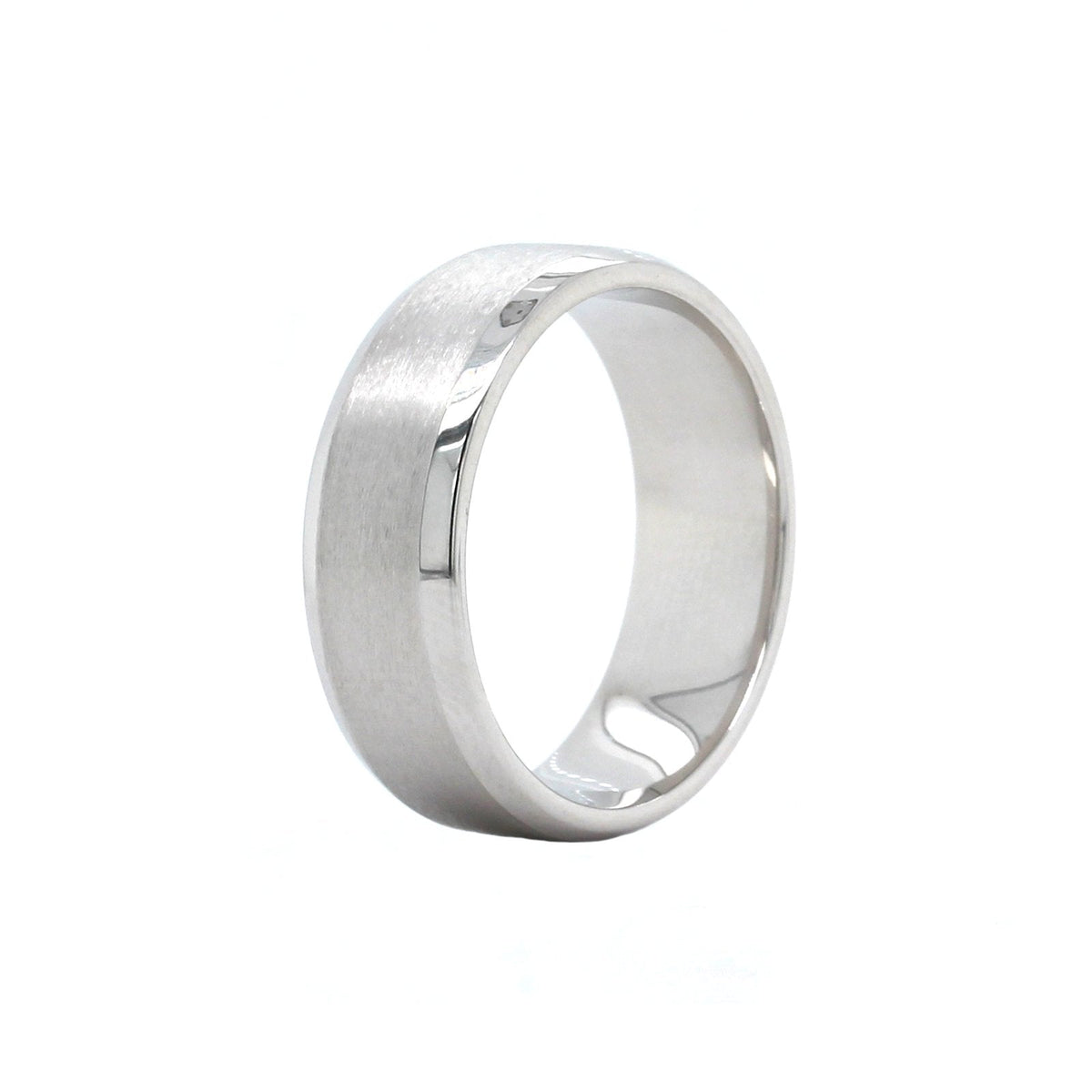 14K White Gold Satin Center Band
