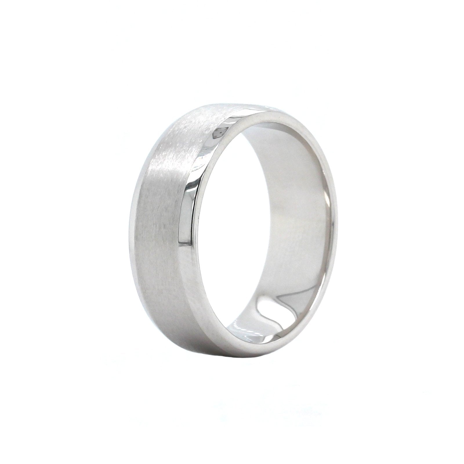 14K White Gold Satin Center Band