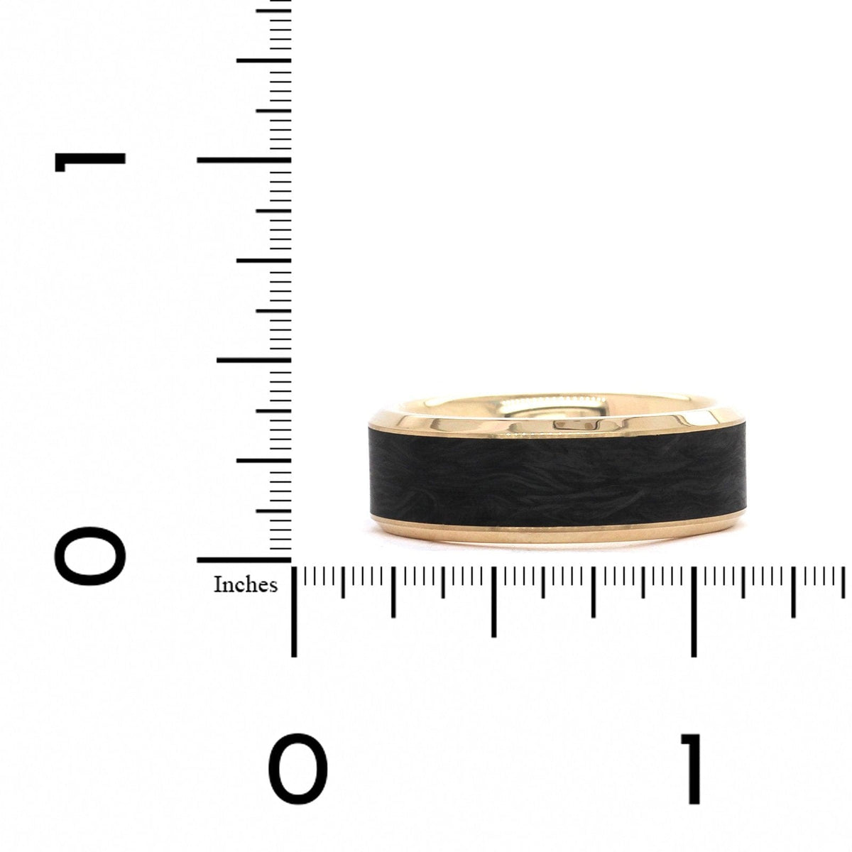 14K Yellow Gold Carbon Fiber Center Band