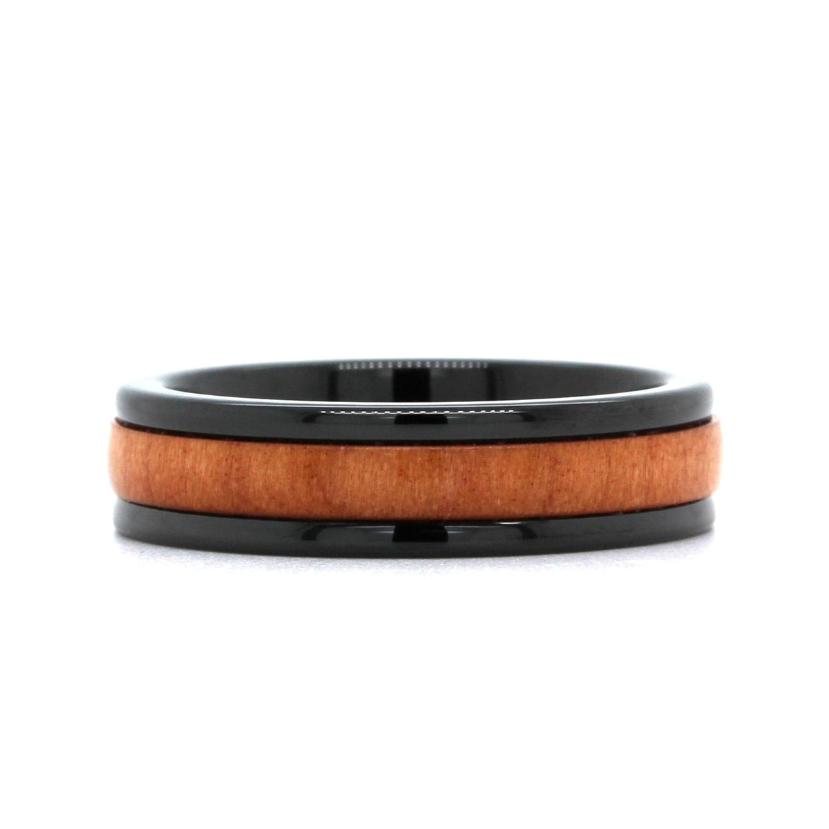 Black Tungsten Band with Wood Center and Polish Edges