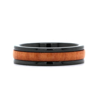 Black Tungsten Band with Wood Center and Polish Edges