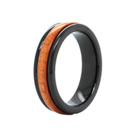 Black Tungsten Band with Wood Center and Polish Edges