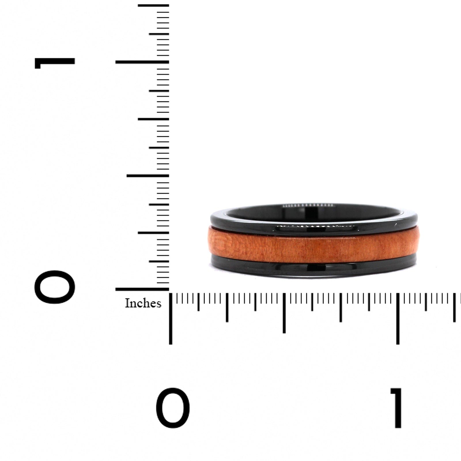 Black Tungsten Band with Wood Center and Polish Edges