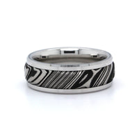 White Tungsten and Damascus Steel Band