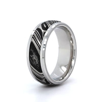 White Tungsten and Damascus Steel Band