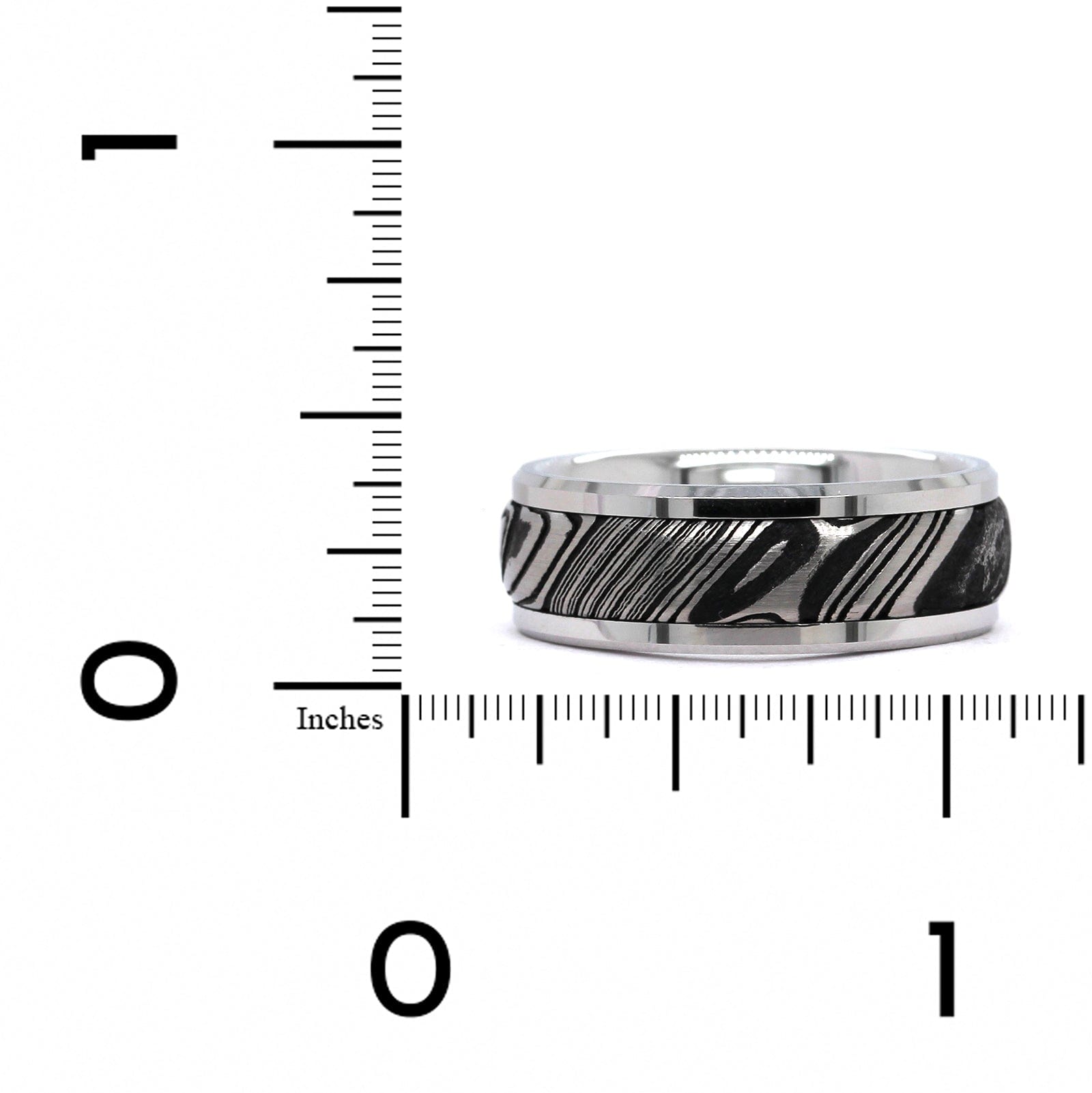White Tungsten and Damascus Steel Band