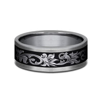 Grey Tantalum Vintage Script Design Band, Tantalum, Long's Jewelers