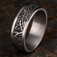 Grey Tantalum Enchanted Forest Design Band, Tantalum, Long's Jewelers