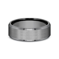 Dark Tantalum Satin Center Bevel Edge Band, Tantalum, Long's Jewelers