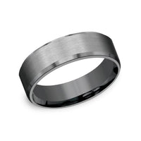 Dark Tantalum Satin Center Bevel Edge Band, Tantalum, Long's Jewelers