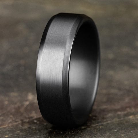 Dark Tantalum Satin Center Bevel Edge Band, Tantalum, Long's Jewelers