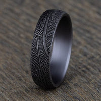 Grey Tantalum Feather Design Band, Tantalum, Long's Jewelers