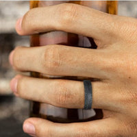 Grey Tantalum Feather Design Band, Tantalum, Long's Jewelers