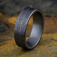 Grey Tantalum Celtic Arrow Knot Design Band, Tantalum, Long's Jewelers