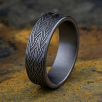 Grey Tantalum Celtic Arrow Knot Design Band, Tantalum, Long's Jewelers
