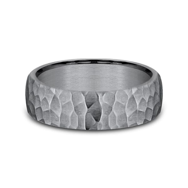 Grey Tantalum Satin Hammered Finish Band, Tantalum, Long's Jewelers