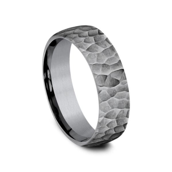 Grey Tantalum Satin Hammered Finish Band, Tantalum, Long's Jewelers