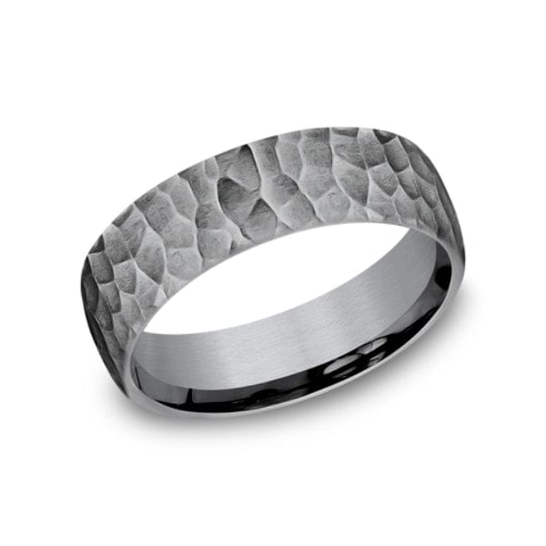 Grey Tantalum Satin Hammered Finish Band, Tantalum, Long's Jewelers