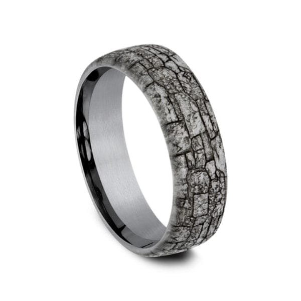 Grey Tantalum Stone Wall Design Band, Tantalum, Long's Jewelers