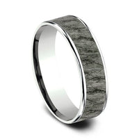 Grey Tantalum Lava Rock Center 14K White Gold Edge Band, Tantalum and 14k white gold, Long's Jewelers