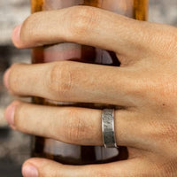 Grey Tantalum Lava Rock Center 14K White Gold Edge Band, Tantalum and 14k white gold, Long's Jewelers