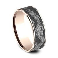 Tantalum Dragon Design Center 14K Rose Gold Edge Band, Tantalum and 14k rose gold, Long's Jewelers
