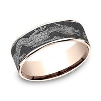 Tantalum Dragon Design Center 14K Rose Gold Edge Band, Tantalum and 14k rose gold, Long's Jewelers